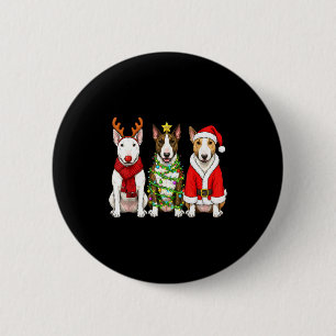 Retro-Weihnachten Bull Terrier Santa Rentier Hund  Button