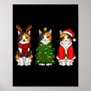 Retro-Weihnachten Calico-Katze Santa Rentier  Poster