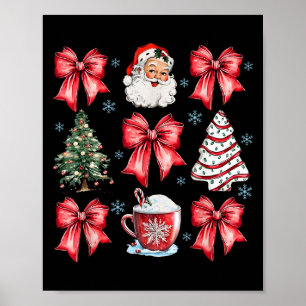 Retro-Weihnachten Coquette-Schleife-Santa-Kaffekuc Poster