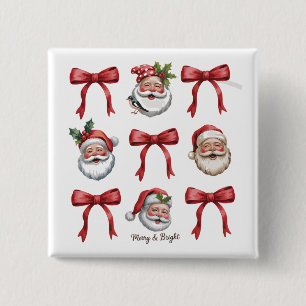 Retro-Weihnachten Coquette Schleife Vintage Santa  Button