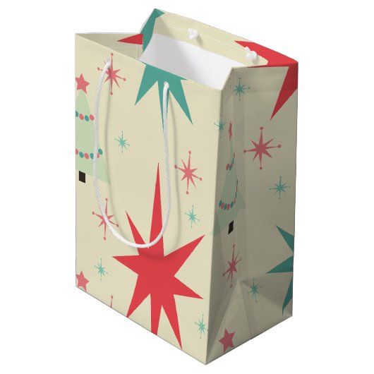 Retro-Weihnachten der 50er Jahre Mittlere Geschenktüte (Rückseite Schrägansicht)