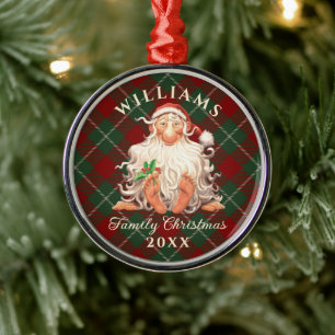Retro Weihnachten der Familie mit Namen und Jahr Ornament Aus Metall