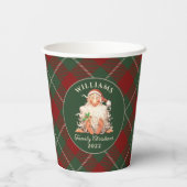 Retro Weihnachten der Familie mit Namen und Jahr Pappbecher (Rückseite)
