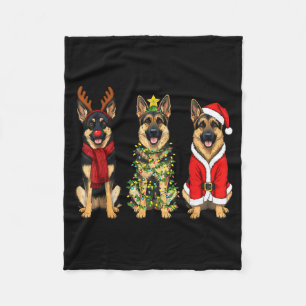 Retro-Weihnachten Deutscher Schäferhund Weihnachts Fleecedecke