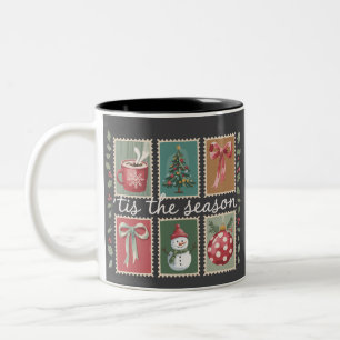 Retro Weihnachten Die Zeit Ist Da Gemütlicher Wint Zweifarbige Tasse