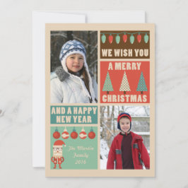 Retro Weihnachten, Feiertage Fotokarte Feiertagskarte