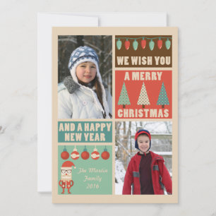 Retro Weihnachten, Feiertags-Postkarte Feiertagskarte