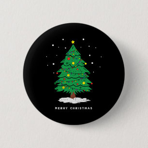 Retro-Weihnachten Fröhliche Weihnachtsbaumlichter Button