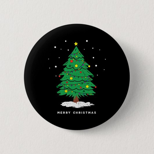 Retro-Weihnachten Fröhliche Weihnachtsbaumlichter Button (Vorderseite)