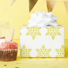 Retro Weihnachten Gelbe Schneeflocken Vintag Geschenkpapier