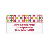 Retro Weihnachten Gemusterte Rücksendeadresse Adressaufkleber (Vorne)