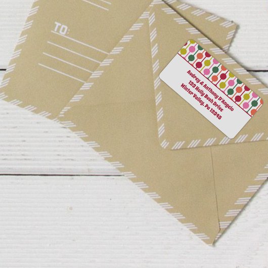 Retro Weihnachten Gemusterte Rücksendeadresse Adressaufkleber