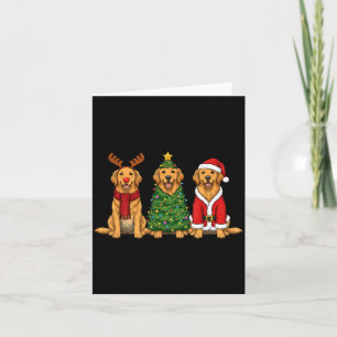 Retro-Weihnachten Golden Retriever Santa Rentier T Karte