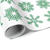 Retro Weihnachten Grüne Schneeflocken Vintag Geschenkpapier (Rolleneckpunkt)