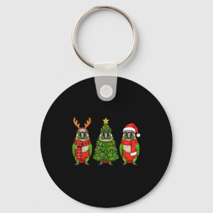 Retro-Weihnachten Grünwangensittich-Papagei Santa Schlüsselanhänger