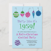 Retro Weihnachten Hand-Illustriert Cocktail Party Einladung (Vorderseite)