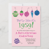 Retro Weihnachten Hand-Illustriert Cocktail Party Einladung (Vorderseite)