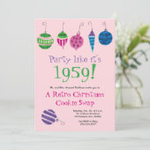 Retro Weihnachten Hand-Illustriert Cocktail Party Einladung (Stehend Vorderseite)