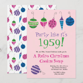 Retro Weihnachten Hand-Illustriert Cocktail Party Einladung
