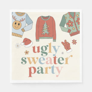 Retro-Weihnachten hässliche Sweatshirt-Party-Einla Serviette