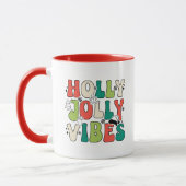 Retro Weihnachten "Holly Jolly Vibes" Zitat-Kaffee Tasse (Links)