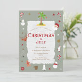 Retro Weihnachten im Juli Belated Holiday Party Einladung (Stehend Vorderseite)
