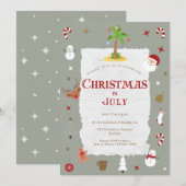 Retro Weihnachten im Juli Belated Holiday Party Einladung (Vorne/Hinten)