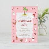 Retro Weihnachten im Juli Belated Holiday Party Einladung (Stehend Vorderseite)