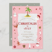 Retro Weihnachten im Juli Belated Holiday Party Einladung (Vorne/Hinten)