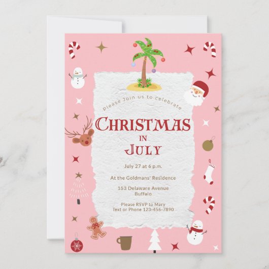 Retro Weihnachten im Juli Belated Holiday Party Einladung (Vorderseite)