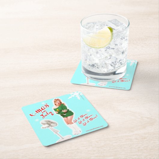 Retro Weihnachten im Juli Getränkekorster Rechteckiger Pappuntersetzer (Vor Ort)