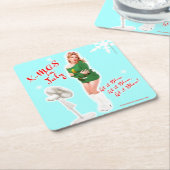 Retro Weihnachten im Juli Getränkekorster Rechteckiger Pappuntersetzer (angewinkelt)