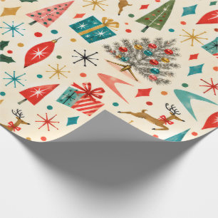 Retro-Weihnachten im Stil der Mitte des Jahrhunder Geschenkpapier