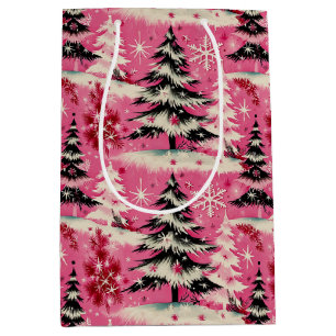 Retro-Weihnachten im Vintage-Stil: 1950er rosa Wei Mittlere Geschenktüte