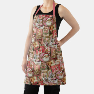 Retro-Weihnachten im Vintage-Stil: Rosa Collage Schürze