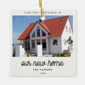 Retro Weihnachten in unserem neuen Zuhause-Foto Keramikornament (Vorderseite)