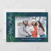 Retro Weihnachten Kariert 2 Foto Gruß (Vorderseite)