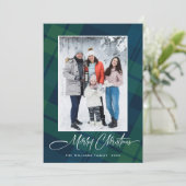 Retro Weihnachten Kariert 2 Foto Gruß (Stehend Vorderseite)