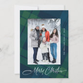 Retro Weihnachten Kariert 2 Foto Gruß (Vorderseite)