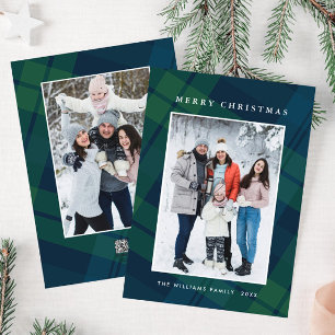 Retro Weihnachten Kariert 2 Foto Gruß