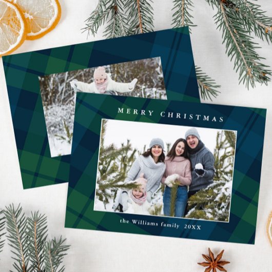 Retro Weihnachten Kariert 2 Foto Gruß