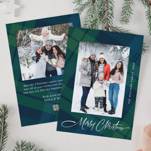 Retro Weihnachten Kariert 2 Foto Gruß