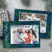 Retro Weihnachten Kariert 2 Foto Gruß