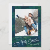 Retro Weihnachten Kariert 2 Foto Gruß (Vorderseite)