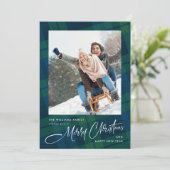 Retro Weihnachten Kariert 2 Foto Gruß (Stehend Vorderseite)