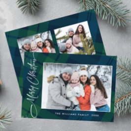 Retro Weihnachten Kariert 3 Foto Gruß