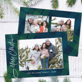 Retro Weihnachten Kariert 3 Foto Gruß