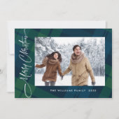 Retro Weihnachten Kariert 3 Foto Gruß (Vorderseite)