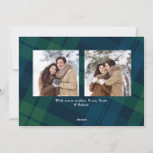 Retro Weihnachten Kariert 3 Foto Gruß (Rückseite)