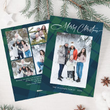 Retro Weihnachten Kariert 5 Foto Gruß